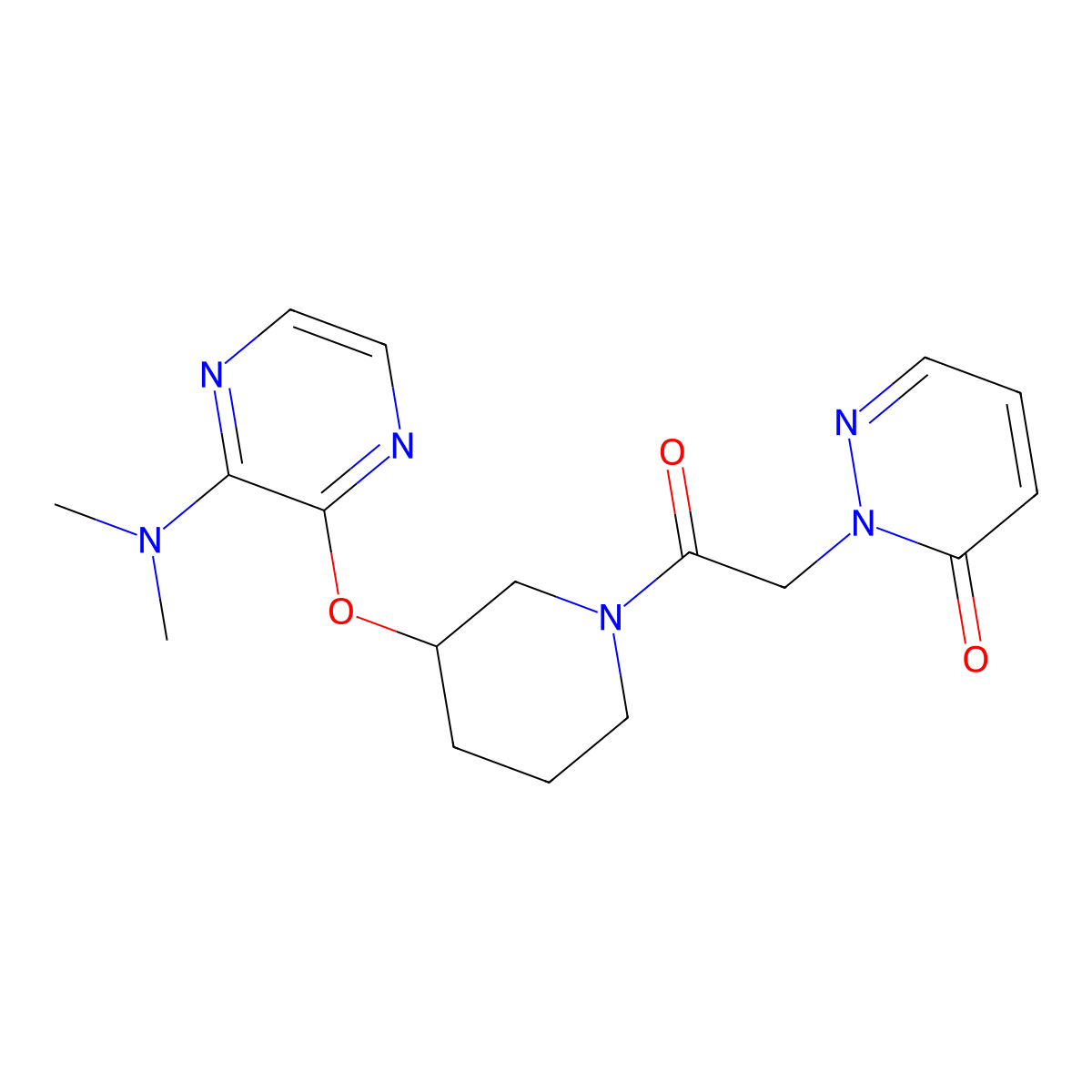 2-(2-(3-((3-(dimethylamino)pyrazin-2-yl)oxy)piperidin-1-yl)-2-oxoethyl)pyridazin-3(2H)-one molecular structure, CAS 2034482-94-3