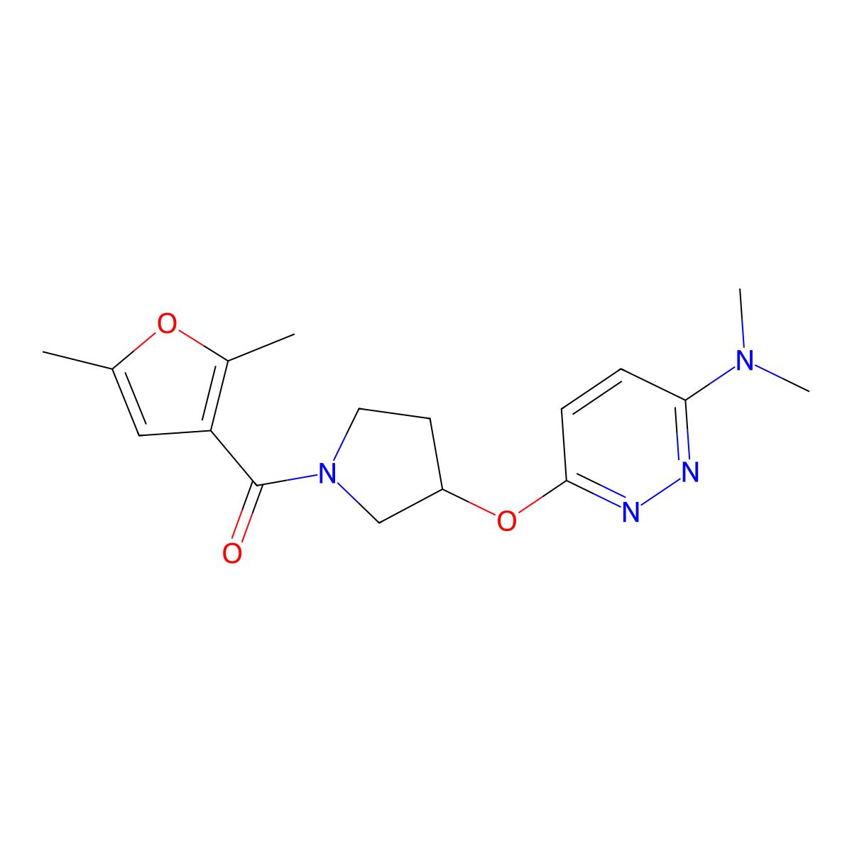 (3-((6-(Dimethylamino)pyridazin-3-yl)oxy)pyrrolidin-1-yl)(2,5-dimethylfuran-3-yl)methanone molecular structure, CAS 2034483-02-6
