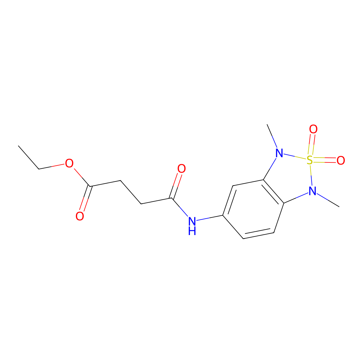 Ethyl 4-((1,3-dimethyl-2,2-dioxido-1,3-dihydrobenzo[c][1,2,5]thiadiazol-5-yl)amino)-4-oxobutanoate molecular structure, CAS 2034483-03-7