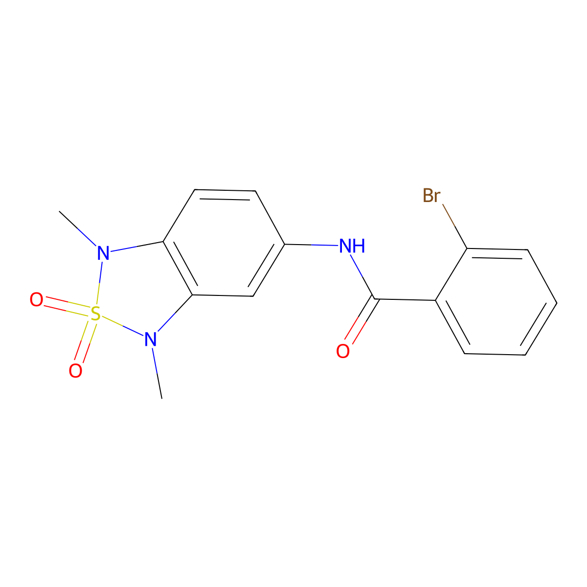 2-bromo-N-(1,3-dimethyl-2,2-dioxido-1,3-dihydrobenzo[c][1,2,5]thiadiazol-5-yl)benzamide molecular structure, CAS 2034483-07-1