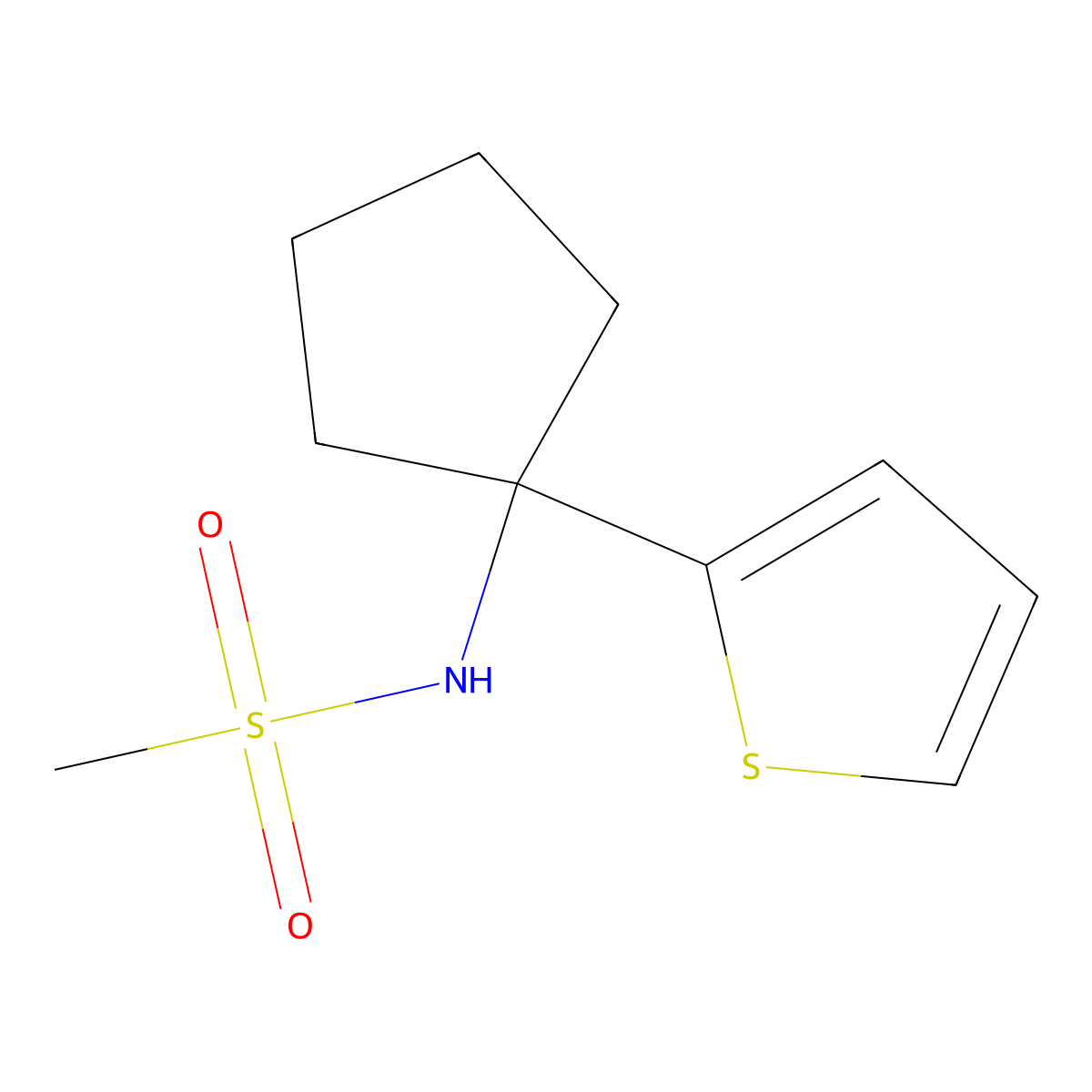 N-[1-(thiophen-2-yl)cyclopentyl]methanesulfonamide molecular structure, CAS 2034483-12-8