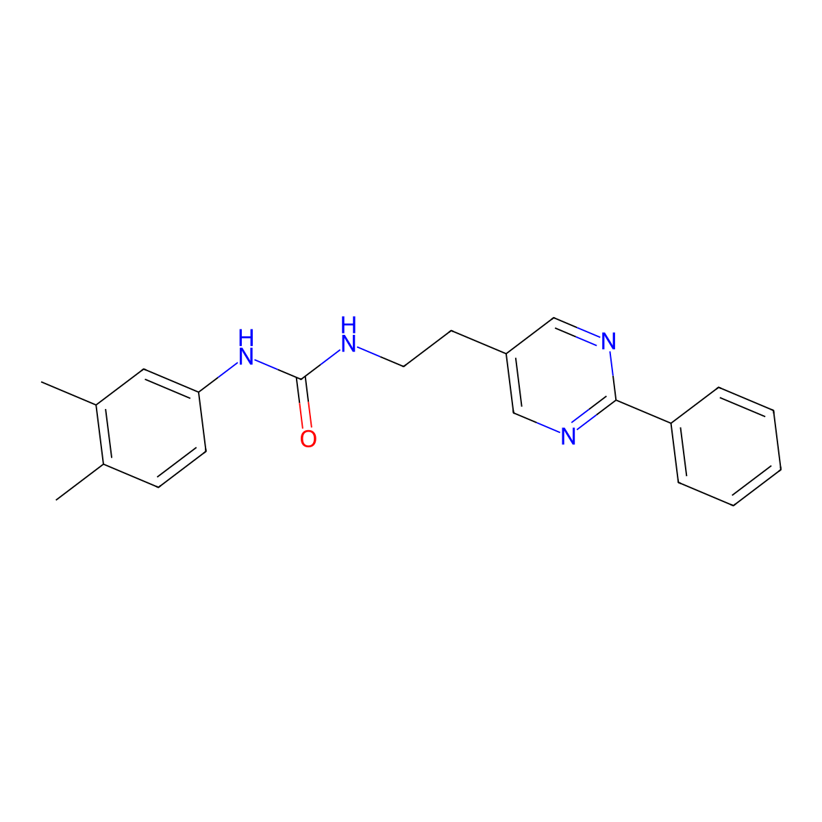 1-(3,4-Dimethylphenyl)-3-(2-(2-phenylpyrimidin-5-yl)ethyl)urea molecular structure, CAS 2034483-14-0