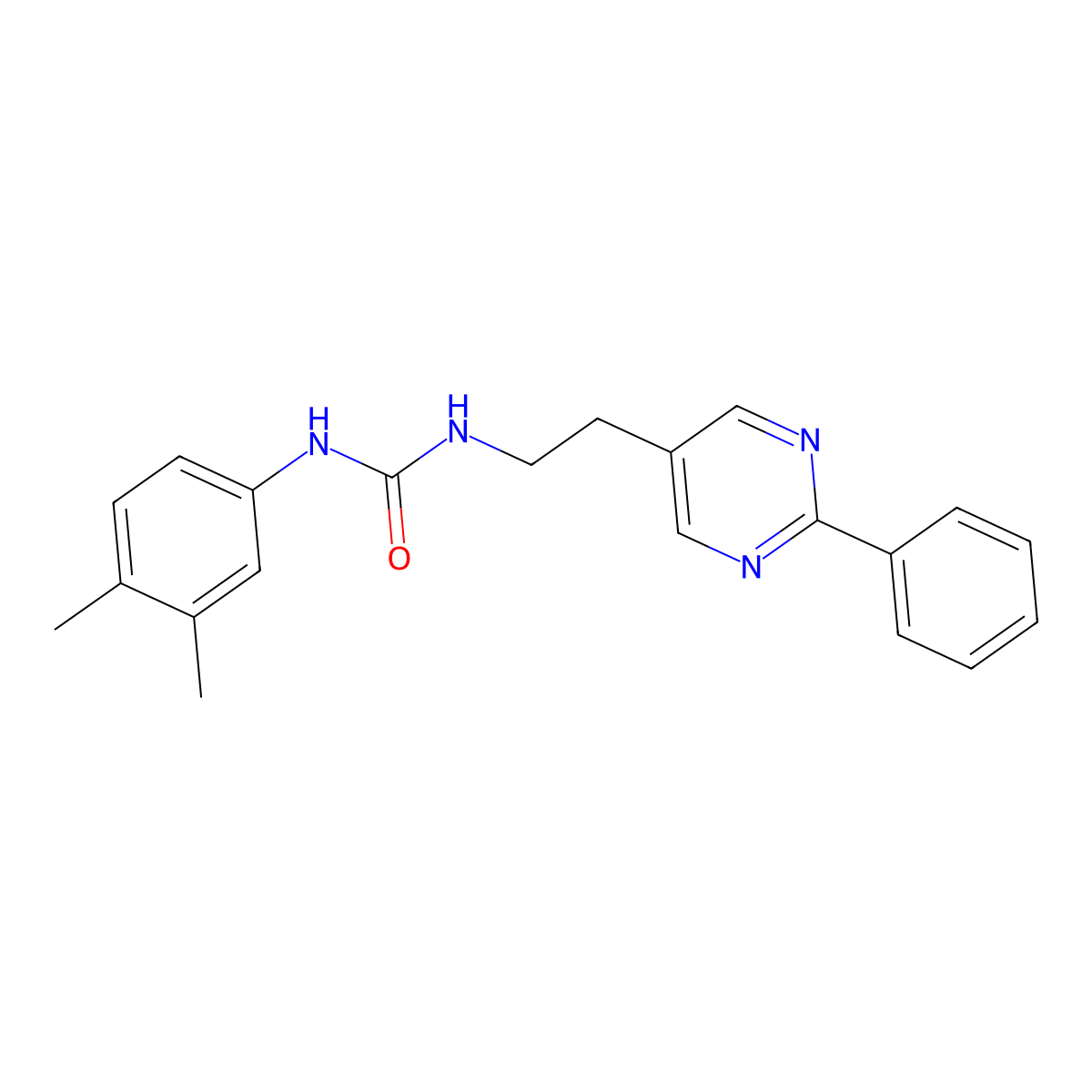 1-(3,4-Dimethylphenyl)-3-(2-(2-phenylpyrimidin-5-yl)ethyl)urea molecular structure, CAS 2034483-14-0