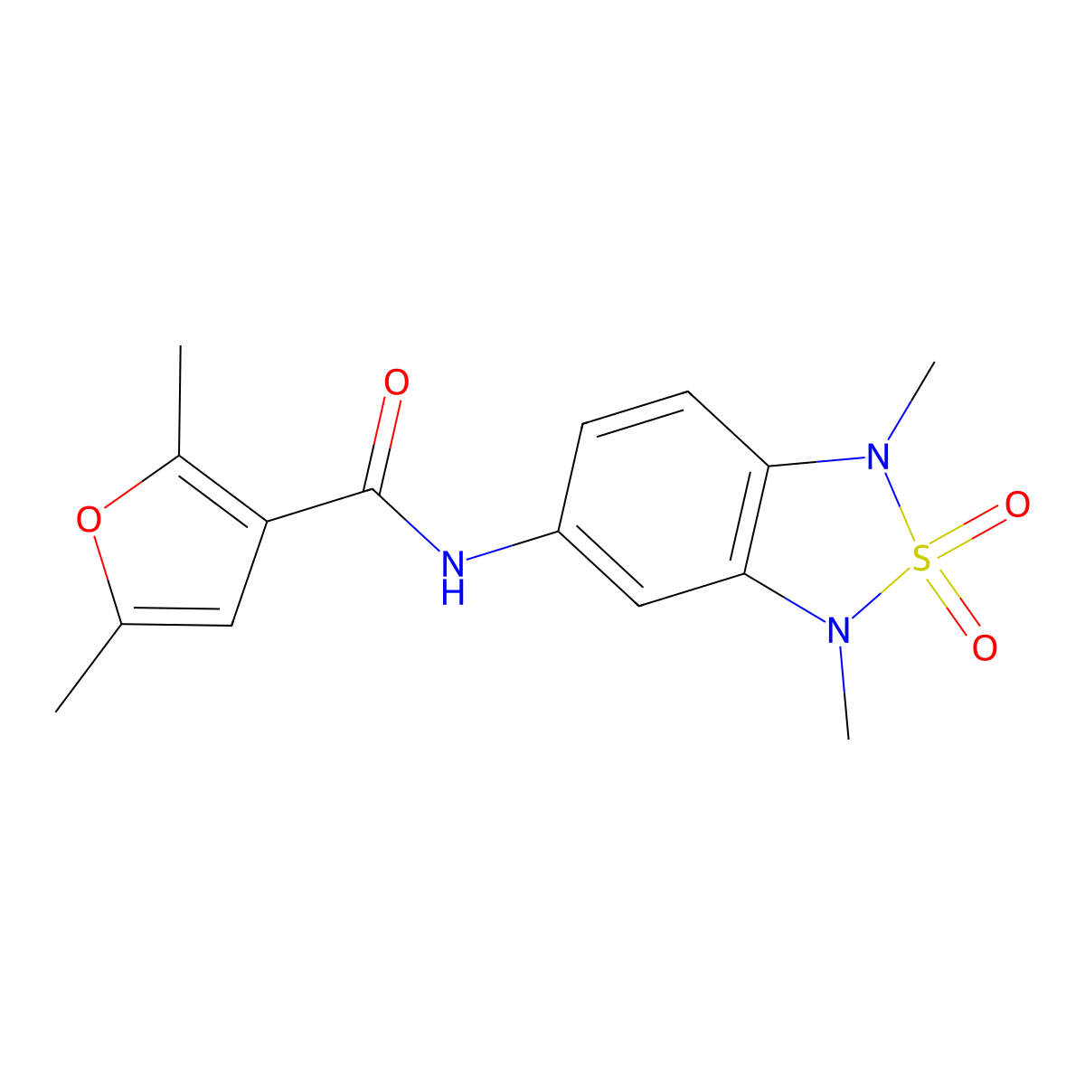 N-(1,3-dimethyl-2,2-dioxido-1,3-dihydrobenzo[c][1,2,5]thiadiazol-5-yl)-2,5-dimethylfuran-3-carboxamide molecular structure, CAS 2034483-21-9