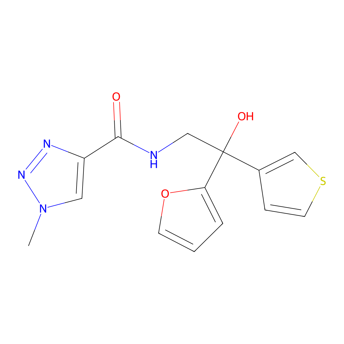 N-[2-(furan-2-yl)-2-hydroxy-2-(thiophen-3-yl)ethyl]-1-methyl-1H-1,2,3-triazole-4-carboxamide molecular structure, CAS 2034483-25-3