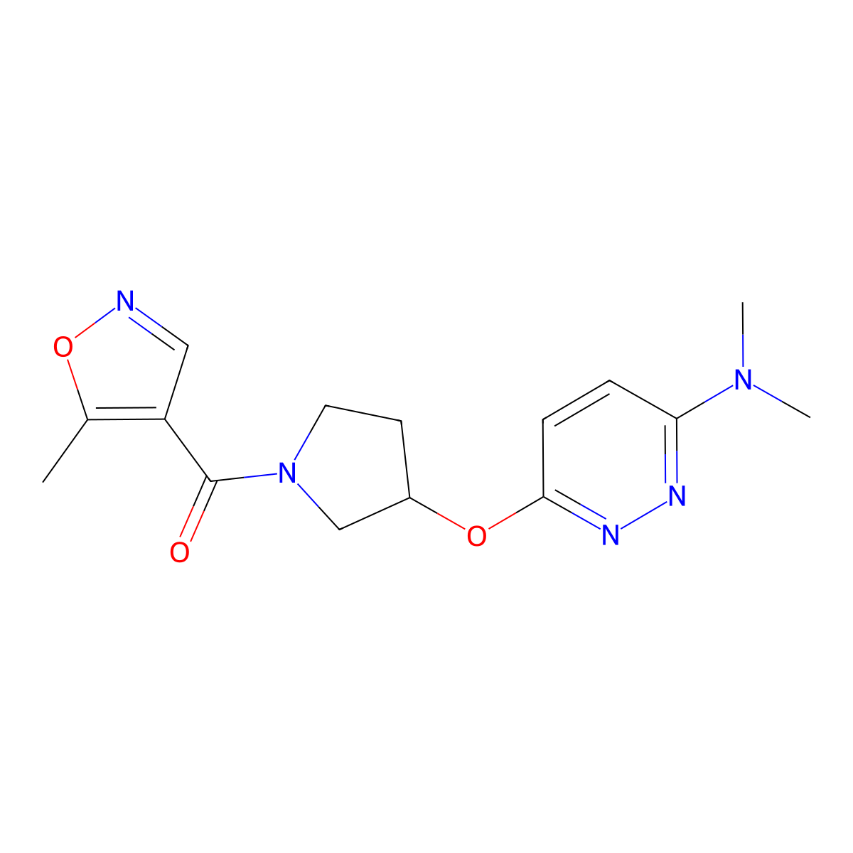 (3-((6-(Dimethylamino)pyridazin-3-yl)oxy)pyrrolidin-1-yl)(5-methylisoxazol-4-yl)methanone molecular structure, CAS 2034483-37-7