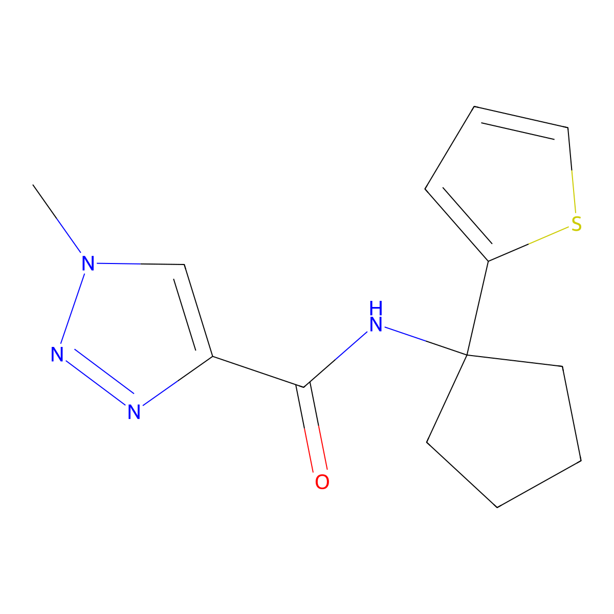 1-methyl-N-[1-(thiophen-2-yl)cyclopentyl]-1H-1,2,3-triazole-4-carboxamide molecular structure, CAS 2034483-43-5