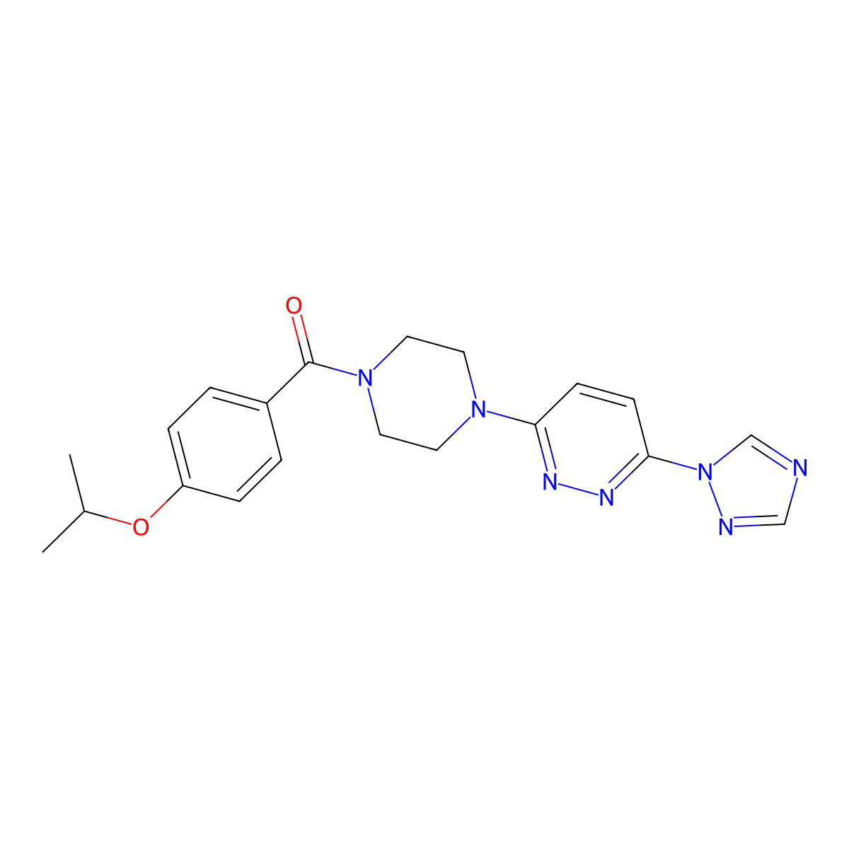 (4-(6-(1H-1,2,4-triazol-1-yl)pyridazin-3-yl)piperazin-1-yl)(4-isopropoxyphenyl)methanone molecular structure, CAS 2034483-58-2