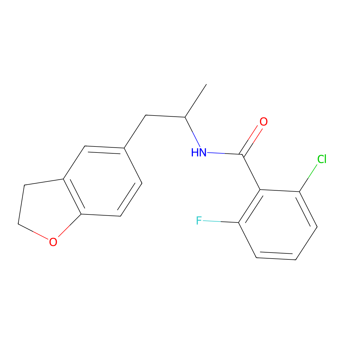 2-chloro-N-(1-(2,3-dihydrobenzofuran-5-yl)propan-2-yl)-6-fluorobenzamide molecular structure, CAS 2034483-62-8