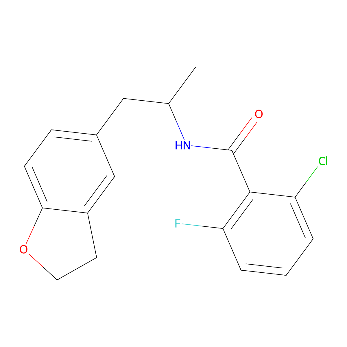 2-chloro-N-(1-(2,3-dihydrobenzofuran-5-yl)propan-2-yl)-6-fluorobenzamide molecular structure, CAS 2034483-62-8