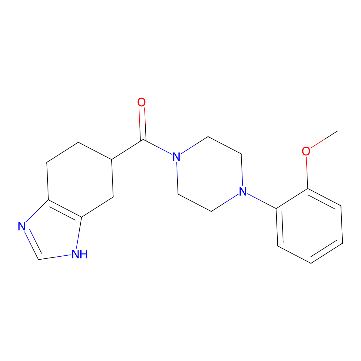 (4-(2-methoxyphenyl)piperazin-1-yl)(4,5,6,7-tetrahydro-1H-benzo[d]imidazol-5-yl)methanone molecular structure, CAS 2034483-66-2