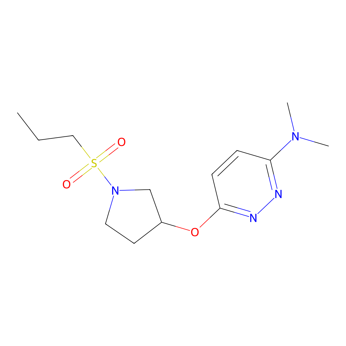 N,N-dimethyl-6-((1-(propylsulfonyl)pyrrolidin-3-yl)oxy)pyridazin-3-amine molecular structure, CAS 2034483-68-4