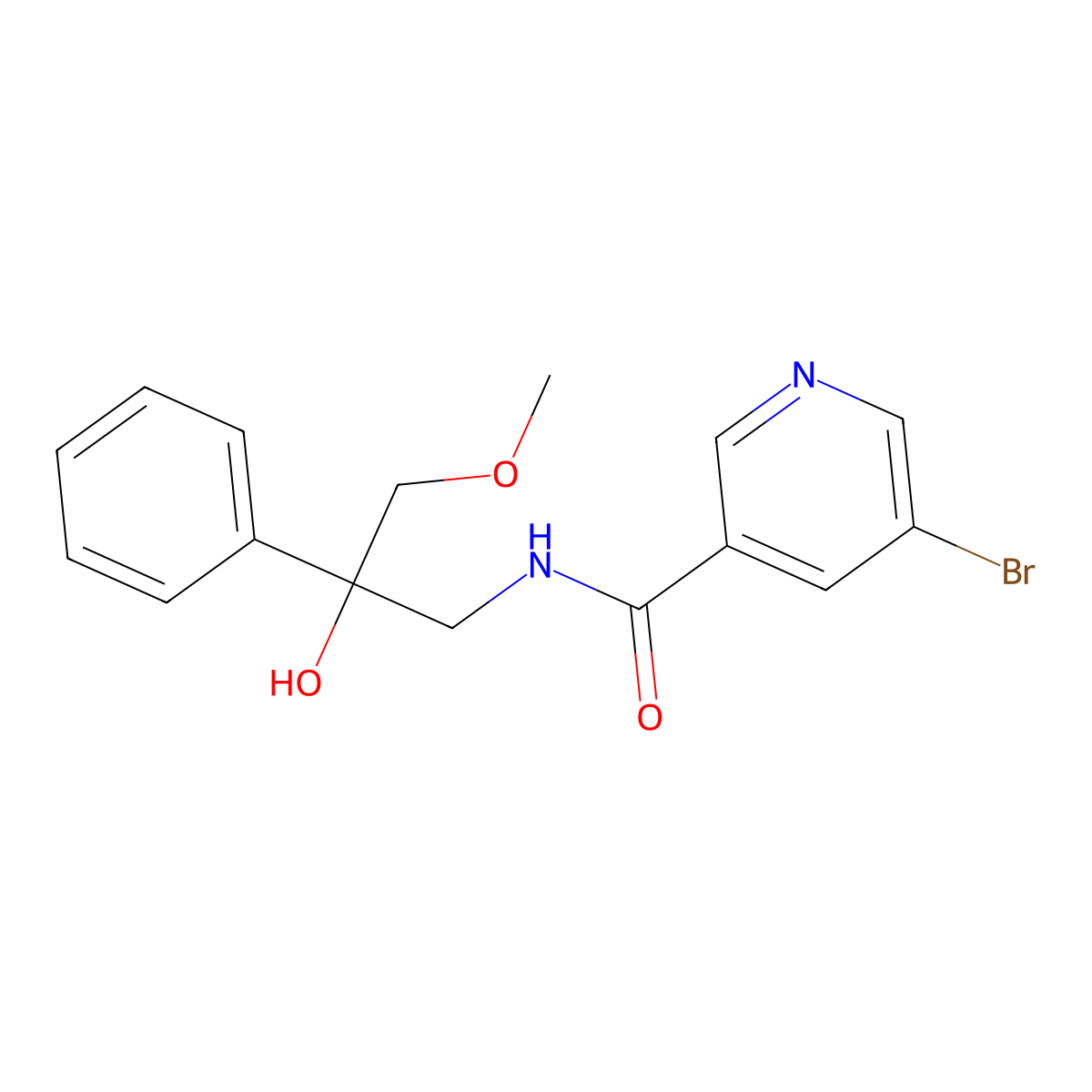 5-bromo-N-(2-hydroxy-3-methoxy-2-phenylpropyl)nicotinamide molecular structure, CAS 2034483-72-0