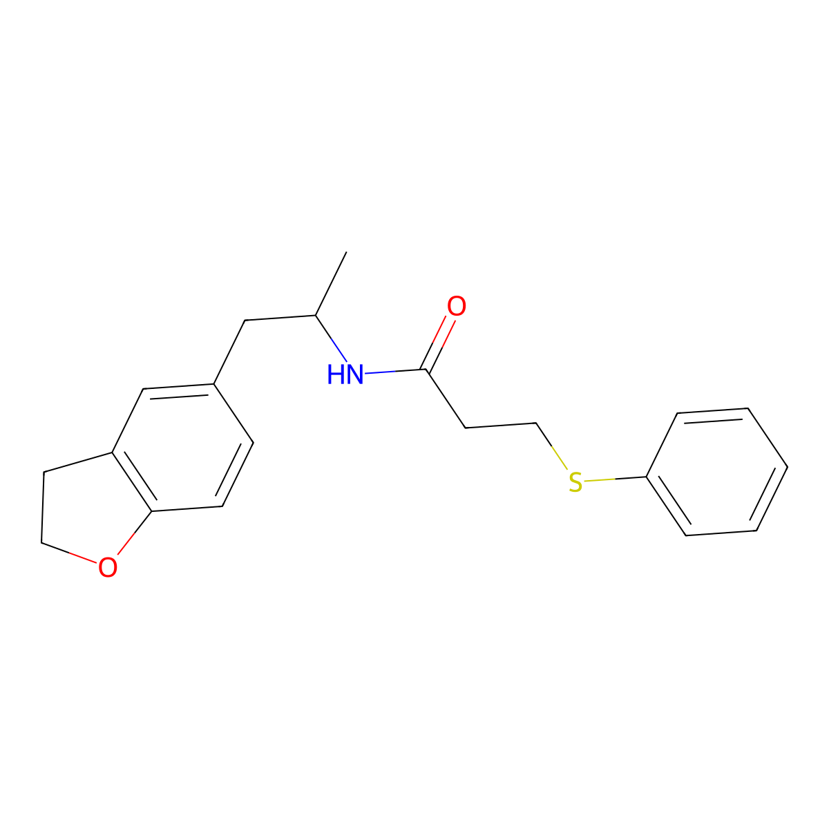 N-(1-(2,3-dihydrobenzofuran-5-yl)propan-2-yl)-3-(phenylthio)propanamide molecular structure, CAS 2034483-75-3