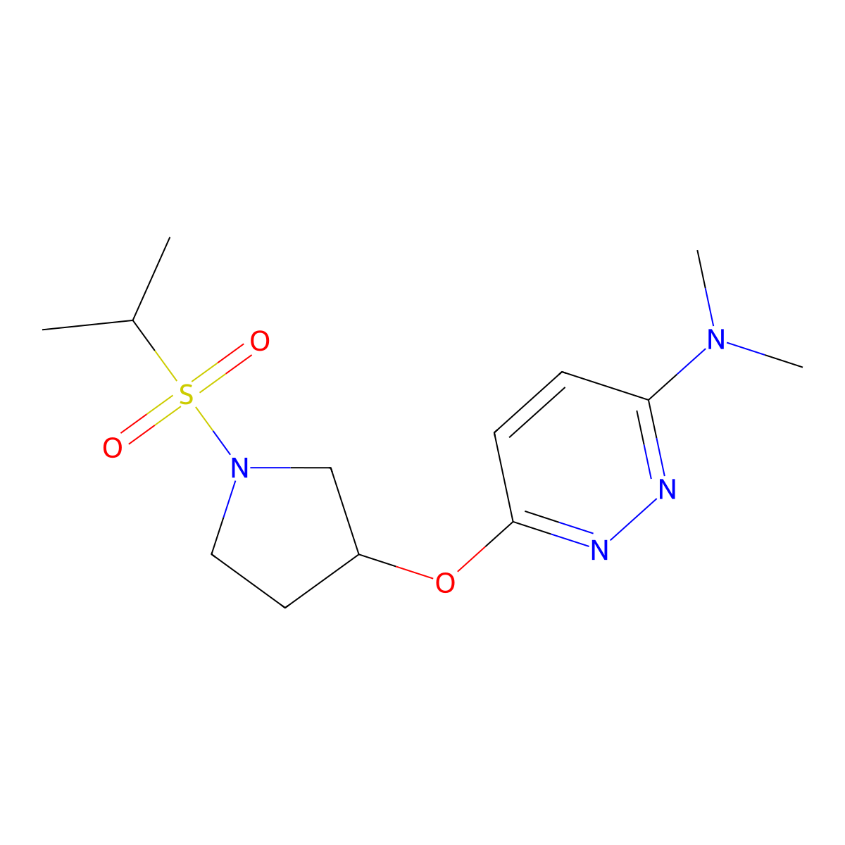6-((1-(isopropylsulfonyl)pyrrolidin-3-yl)oxy)-N,N-dimethylpyridazin-3-amine molecular structure, CAS 2034483-77-5