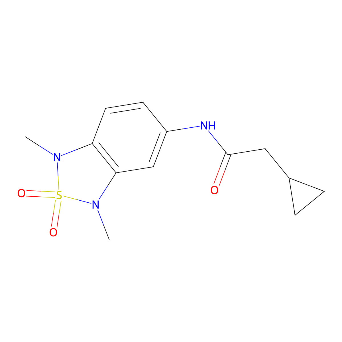2-cyclopropyl-N-(1,3-dimethyl-2,2-dioxido-1,3-dihydrobenzo[c][1,2,5]thiadiazol-5-yl)acetamide molecular structure, CAS 2034483-78-6