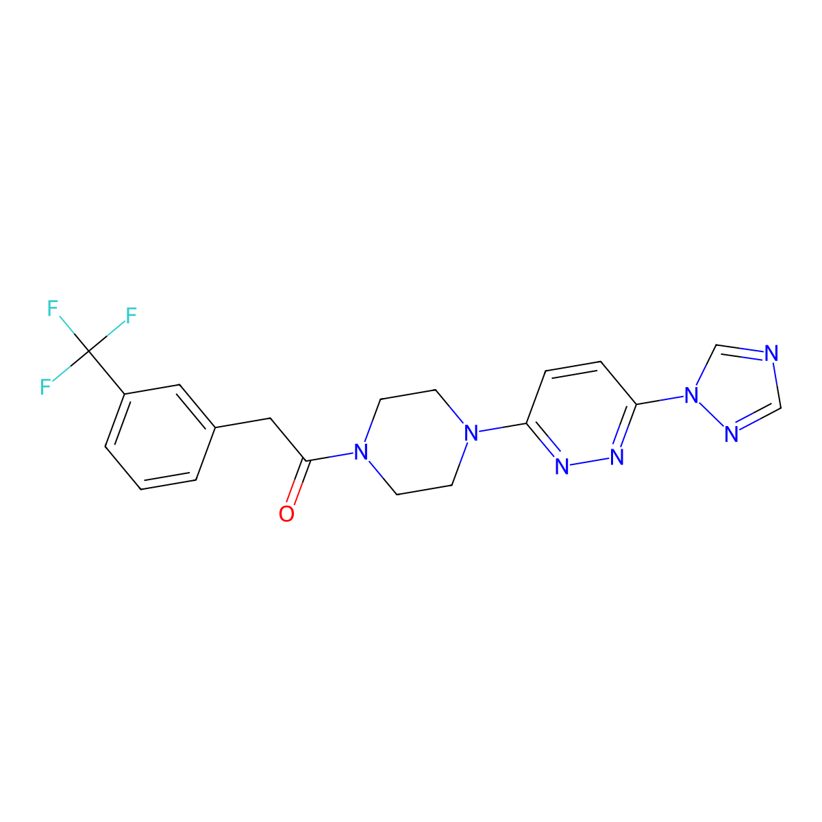 1-(4-(6-(1H-1,2,4-triazol-1-yl)pyridazin-3-yl)piperazin-1-yl)-2-(3-(trifluoromethyl)phenyl)ethanone molecular structure, CAS 2034483-79-7