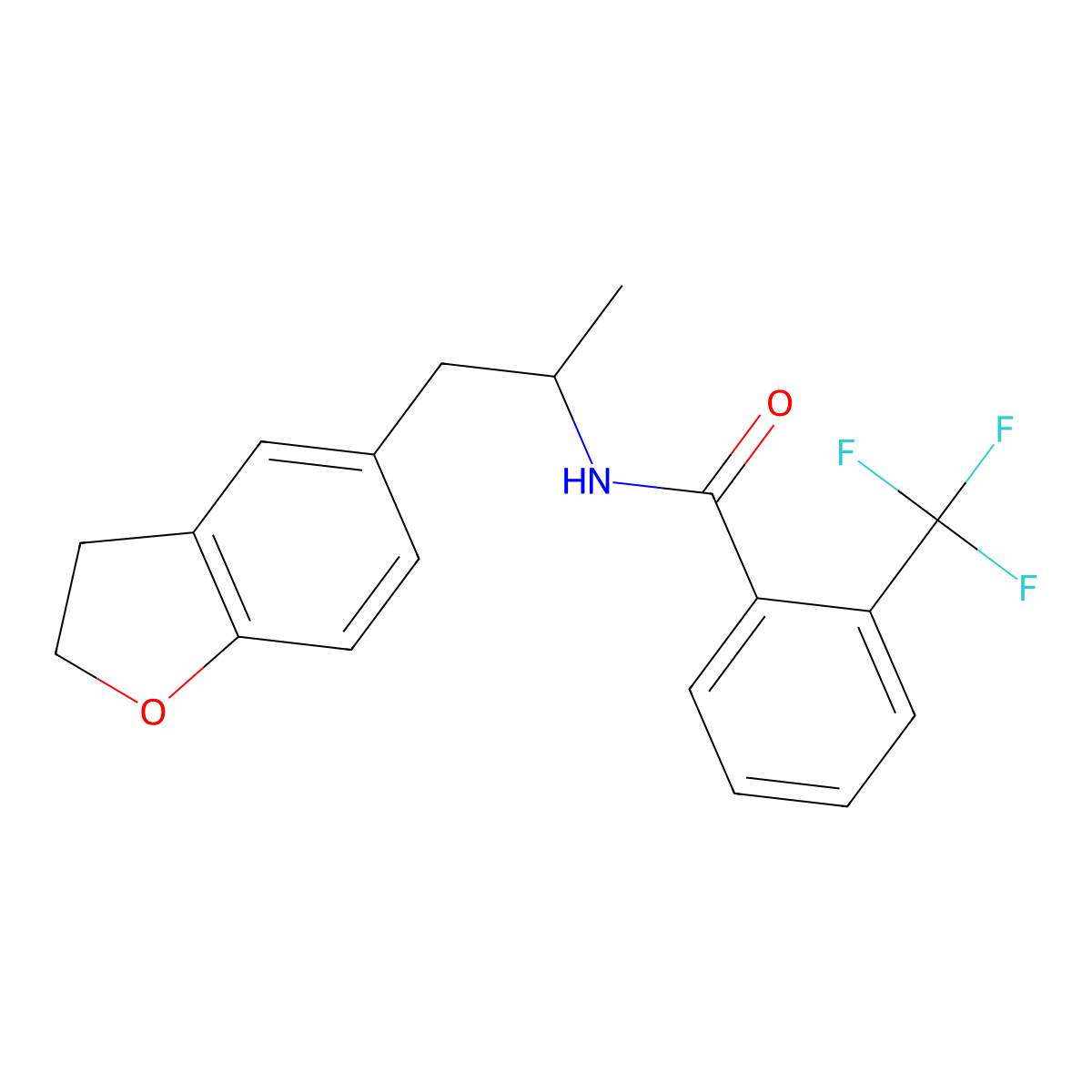 N-(1-(2,3-dihydrobenzofuran-5-yl)propan-2-yl)-2-(trifluoromethyl)benzamide molecular structure, CAS 2034483-82-2