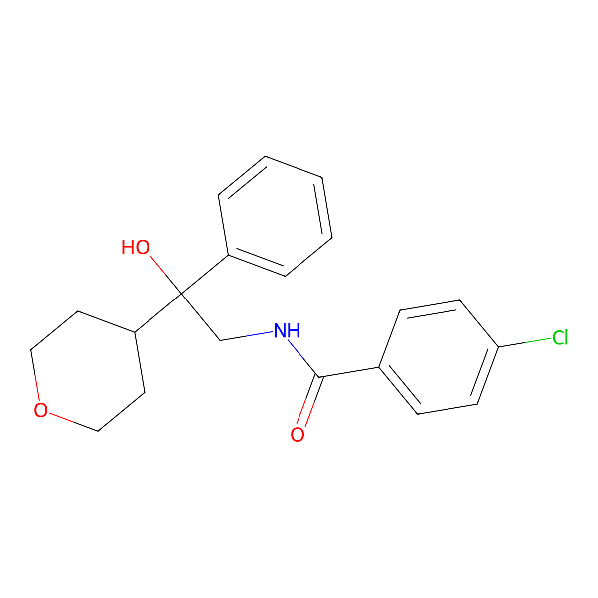 4-chloro-N-[2-hydroxy-2-(oxan-4-yl)-2-phenylethyl]benzamide molecular structure, CAS 2034483-87-7
