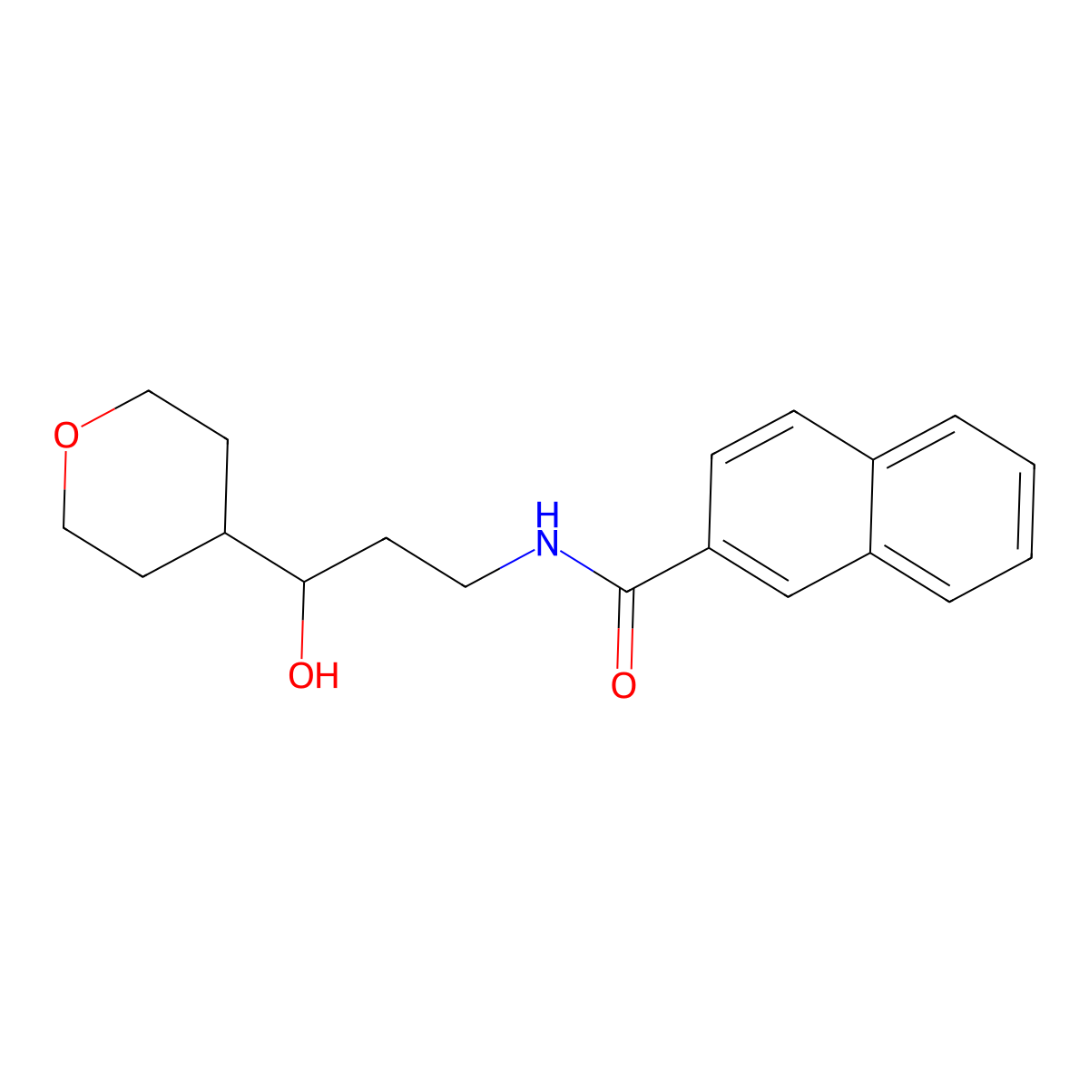 N-(3-hydroxy-3-(tetrahydro-2H-pyran-4-yl)propyl)-2-naphthamide molecular structure, CAS 2034483-95-7