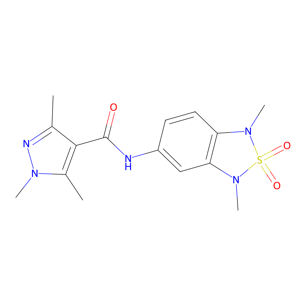 N-(1,3-dimethyl-2,2-dioxido-1,3-dihydrobenzo[c][1,2,5]thiadiazol-5-yl)-1,3,5-trimethyl-1H-pyrazole-4-carboxamide molecular structure, CAS 2034484-03-0