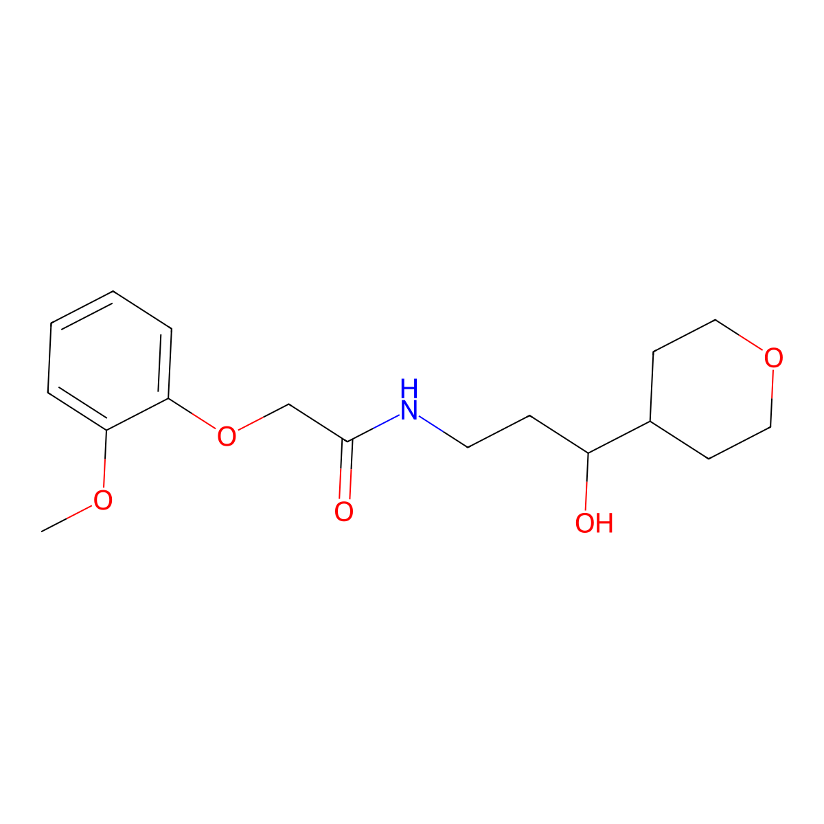 N-[3-hydroxy-3-(oxan-4-yl)propyl]-2-(2-methoxyphenoxy)acetamide molecular structure, CAS 2034484-05-2