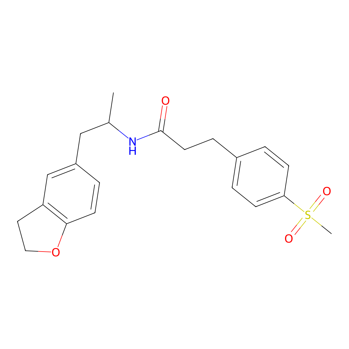 N-(1-(2,3-dihydrobenzofuran-5-yl)propan-2-yl)-3-(4-(methylsulfonyl)phenyl)propanamide molecular structure, CAS 2034484-14-3