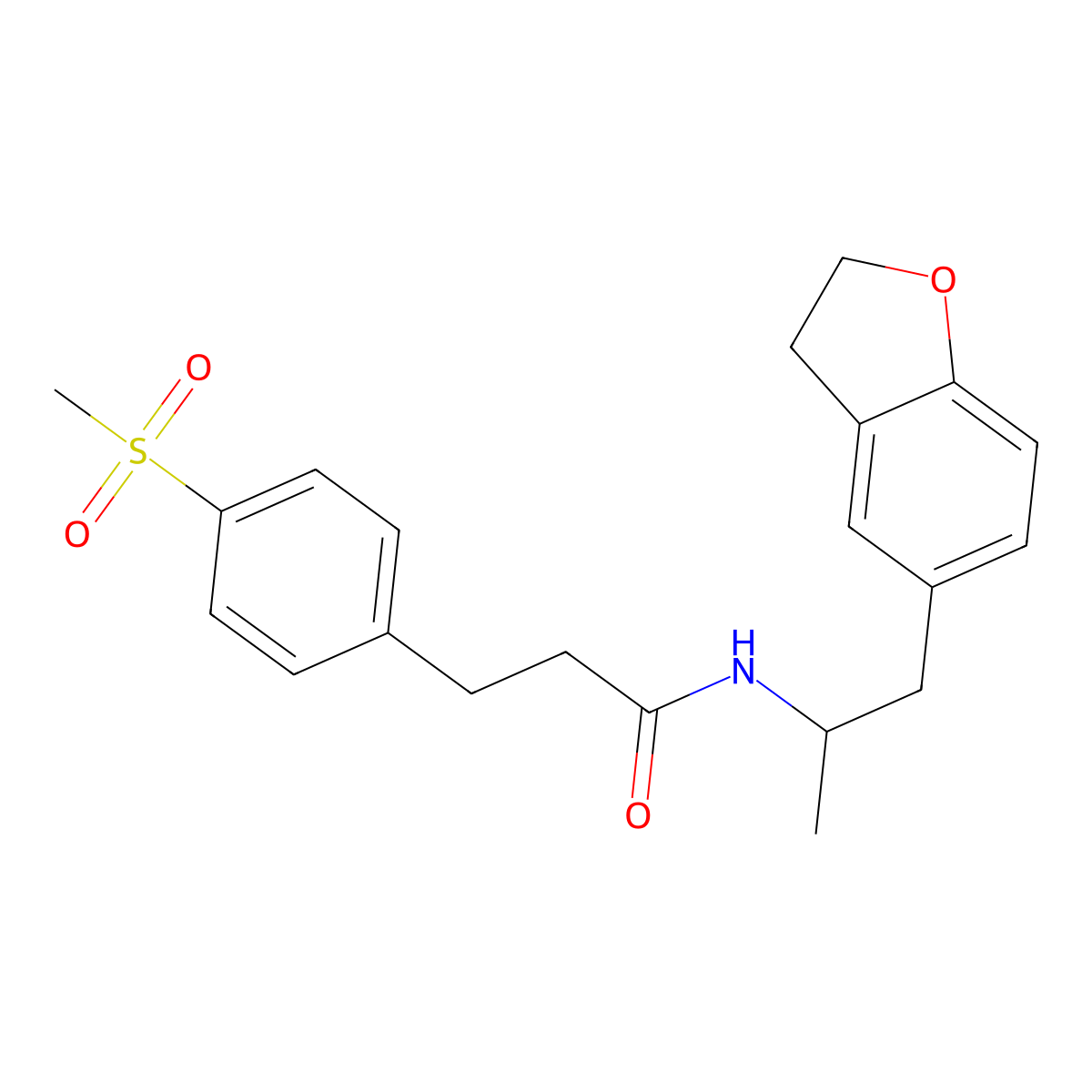 N-(1-(2,3-dihydrobenzofuran-5-yl)propan-2-yl)-3-(4-(methylsulfonyl)phenyl)propanamide molecular structure, CAS 2034484-14-3
