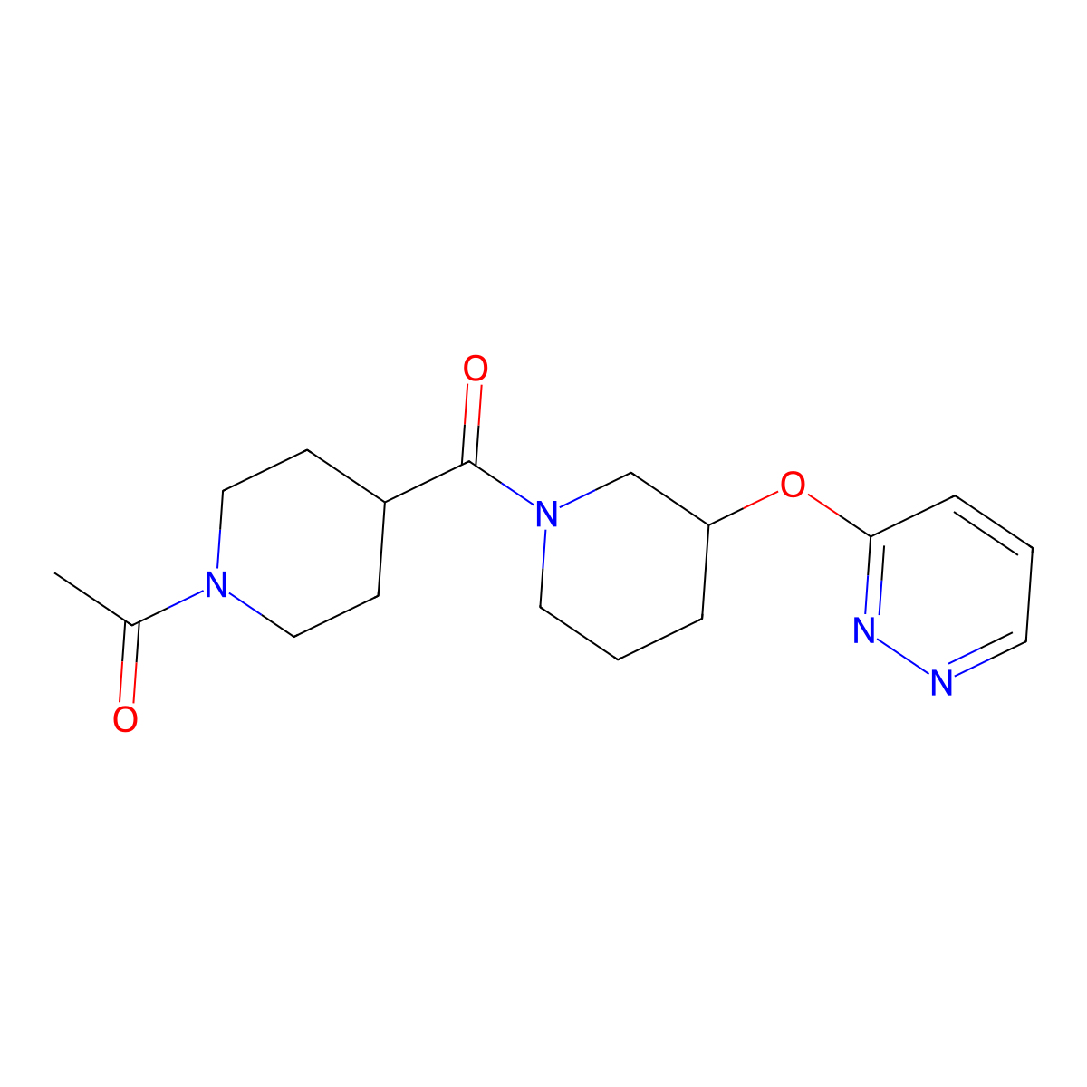 1-(4-(3-(Pyridazin-3-yloxy)piperidine-1-carbonyl)piperidin-1-yl)ethanone molecular structure, CAS 2034484-16-5