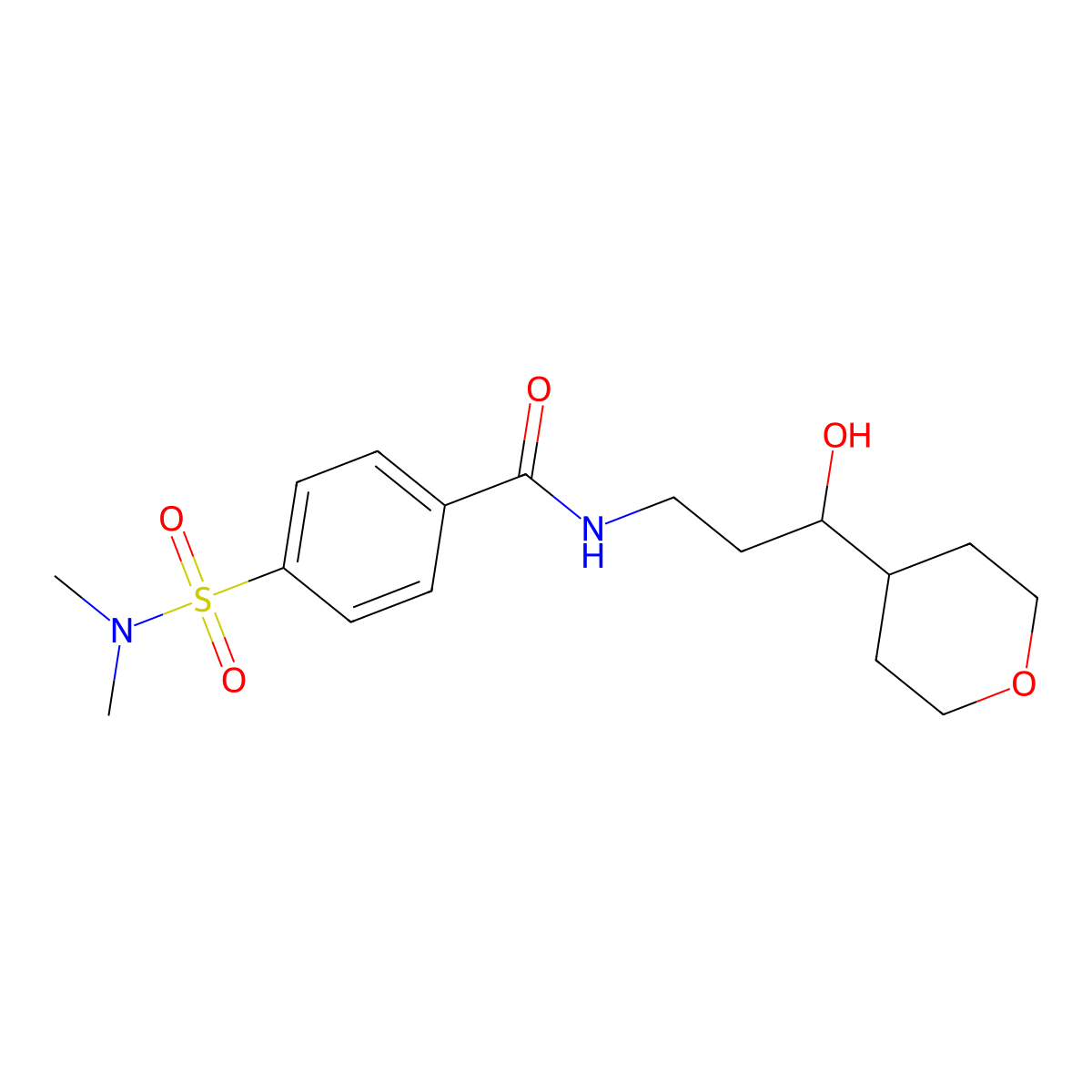 4-(dimethylsulfamoyl)-N-[3-hydroxy-3-(oxan-4-yl)propyl]benzamide molecular structure, CAS 2034484-27-8