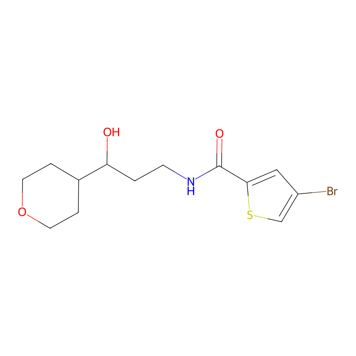 4-bromo-N-[3-hydroxy-3-(oxan-4-yl)propyl]thiophene-2-carboxamide molecular structure, CAS 2034484-30-3