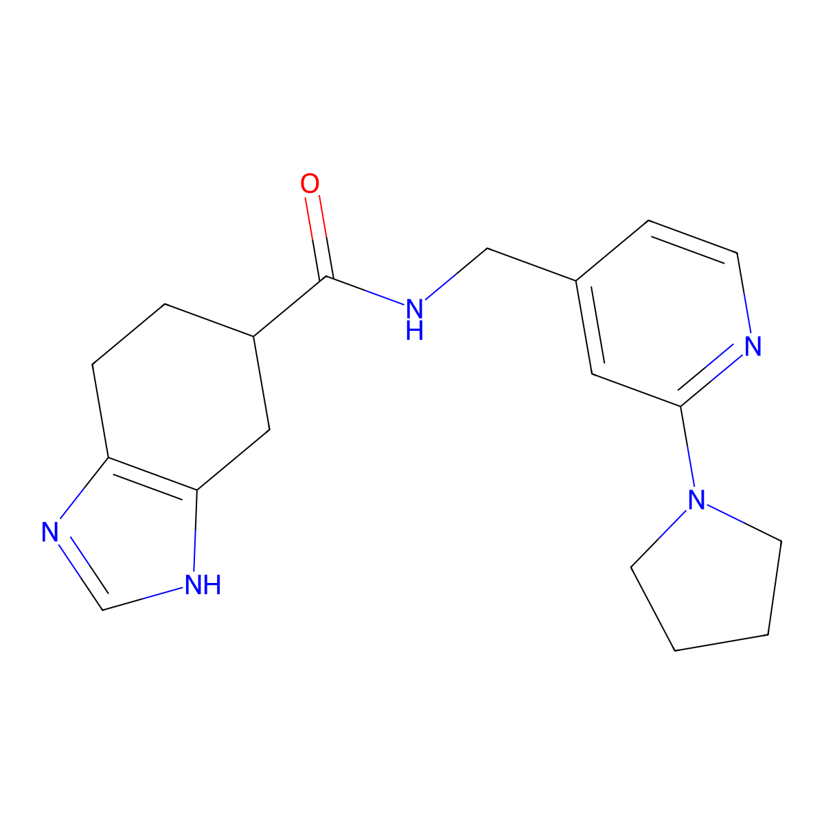 N-((2-(pyrrolidin-1-yl)pyridin-4-yl)methyl)-4,5,6,7-tetrahydro-1H-benzo[d]imidazole-5-carboxamide molecular structure, CAS 2034484-32-5