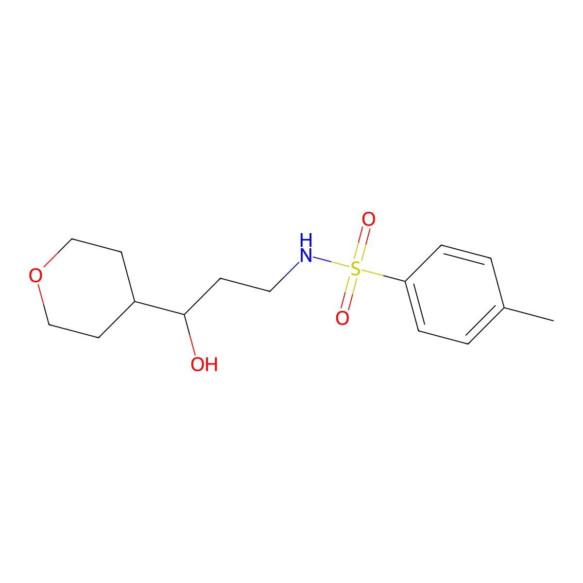 N-(3-hydroxy-3-(tetrahydro-2H-pyran-4-yl)propyl)-4-methylbenzenesulfonamide molecular structure, CAS 2034484-36-9