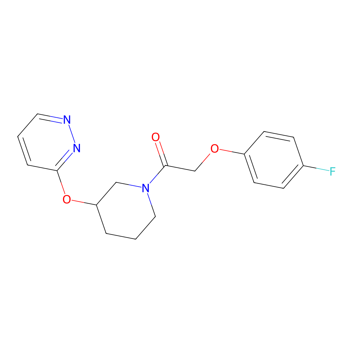 2-(4-Fluorophenoxy)-1-(3-(pyridazin-3-yloxy)piperidin-1-yl)ethanone molecular structure, CAS 2034484-39-2