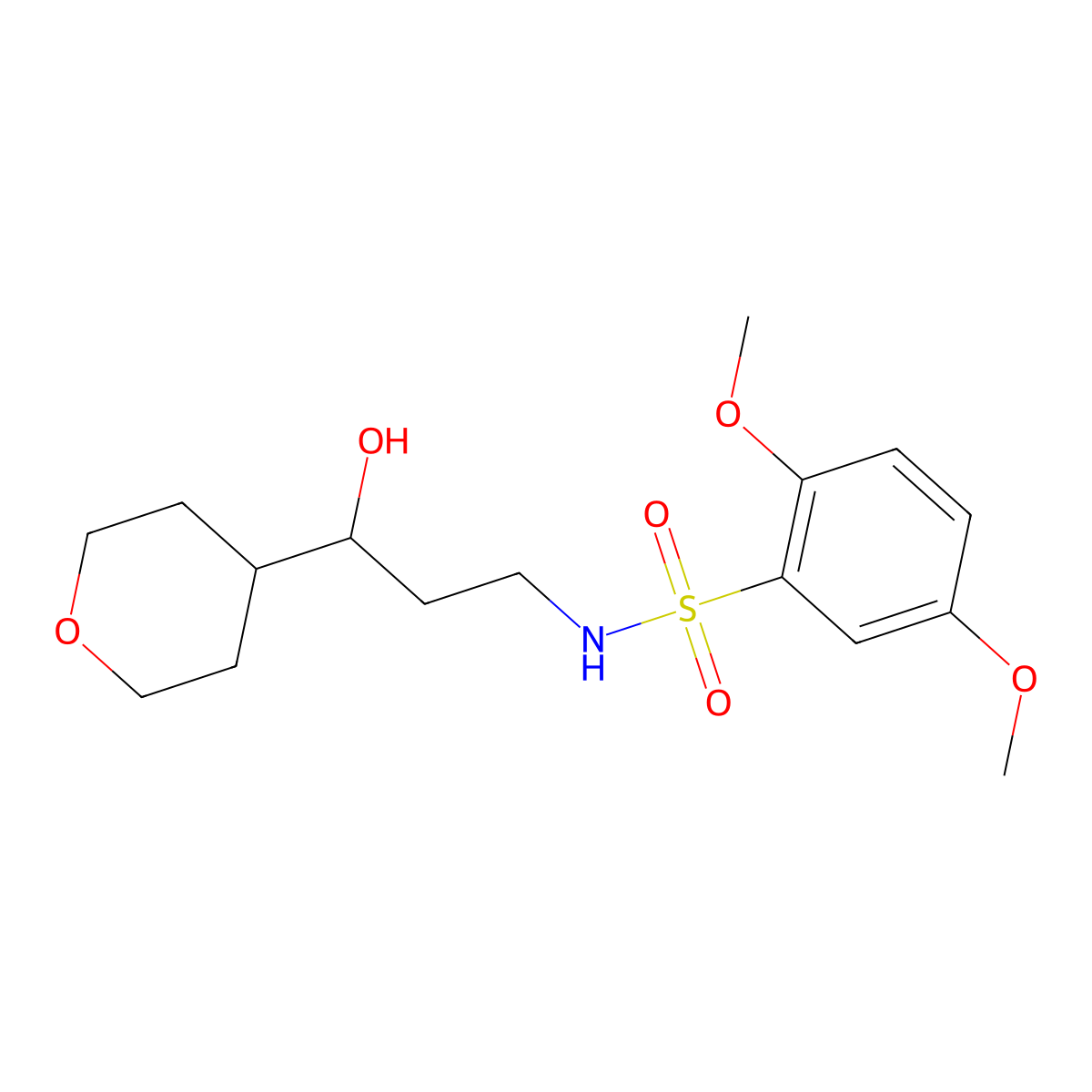 N-(3-hydroxy-3-(tetrahydro-2H-pyran-4-yl)propyl)-2,5-dimethoxybenzenesulfonamide molecular structure, CAS 2034484-43-8