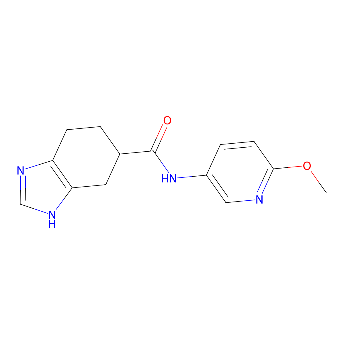 N-(6-methoxypyridin-3-yl)-4,5,6,7-tetrahydro-1H-benzo[d]imidazole-5-carboxamide molecular structure, CAS 2034484-46-1