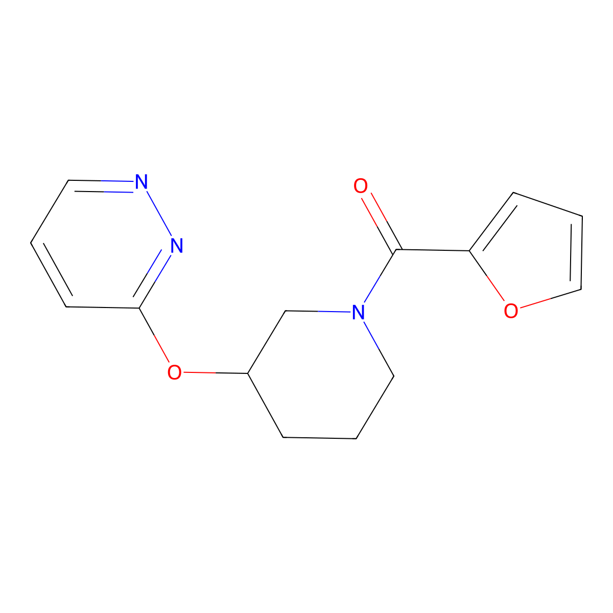 Furan-2-yl(3-(pyridazin-3-yloxy)piperidin-1-yl)methanone molecular structure, CAS 2034484-53-0