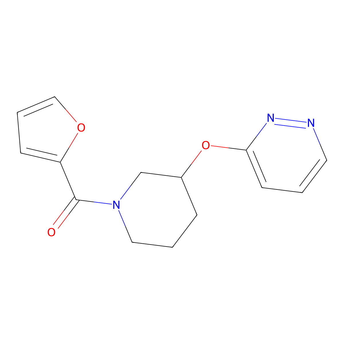 Furan-2-yl(3-(pyridazin-3-yloxy)piperidin-1-yl)methanone molecular structure, CAS 2034484-53-0