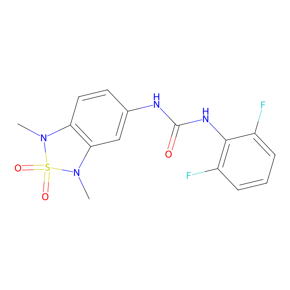 1-(2,6-Difluorophenyl)-3-(1,3-dimethyl-2,2-dioxido-1,3-dihydrobenzo[c][1,2,5]thiadiazol-5-yl)urea molecular structure, CAS 2034484-57-4