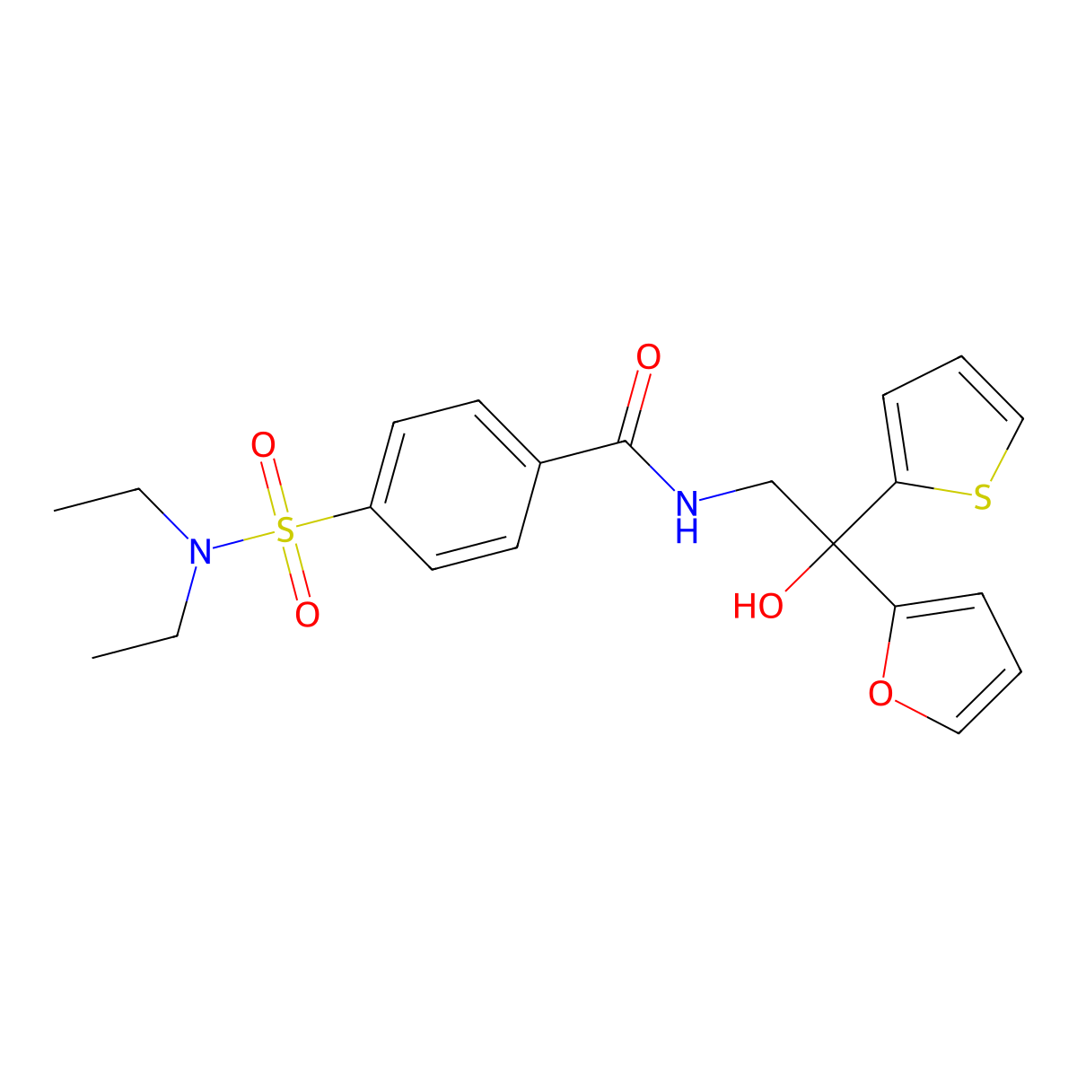 4-(N,N-diethylsulfamoyl)-N-(2-(furan-2-yl)-2-hydroxy-2-(thiophen-2-yl)ethyl)benzamide molecular structure, CAS 2034484-60-9