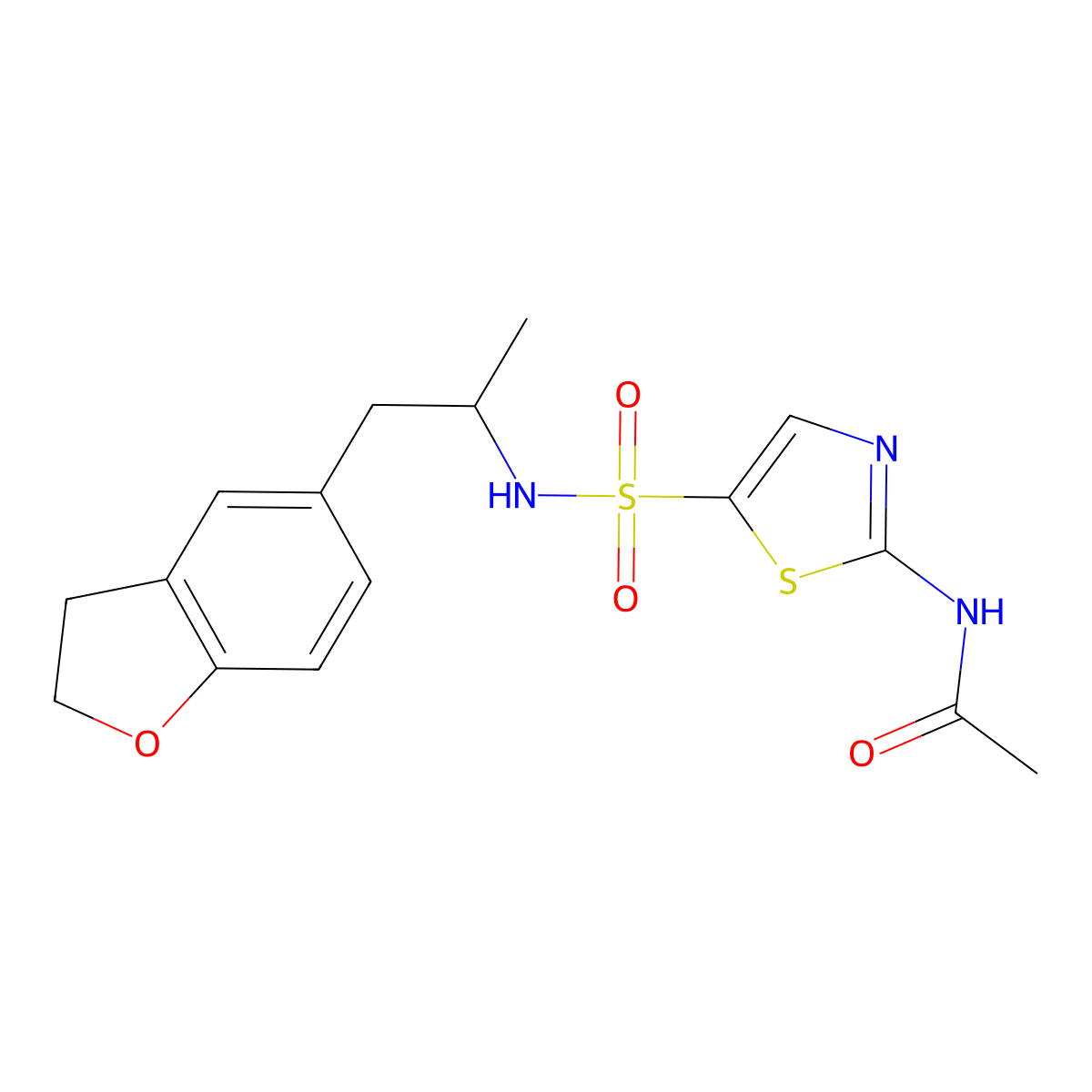 N-(5-(N-(1-(2,3-dihydrobenzofuran-5-yl)propan-2-yl)sulfamoyl)thiazol-2-yl)acetamide molecular structure, CAS 2034484-64-3
