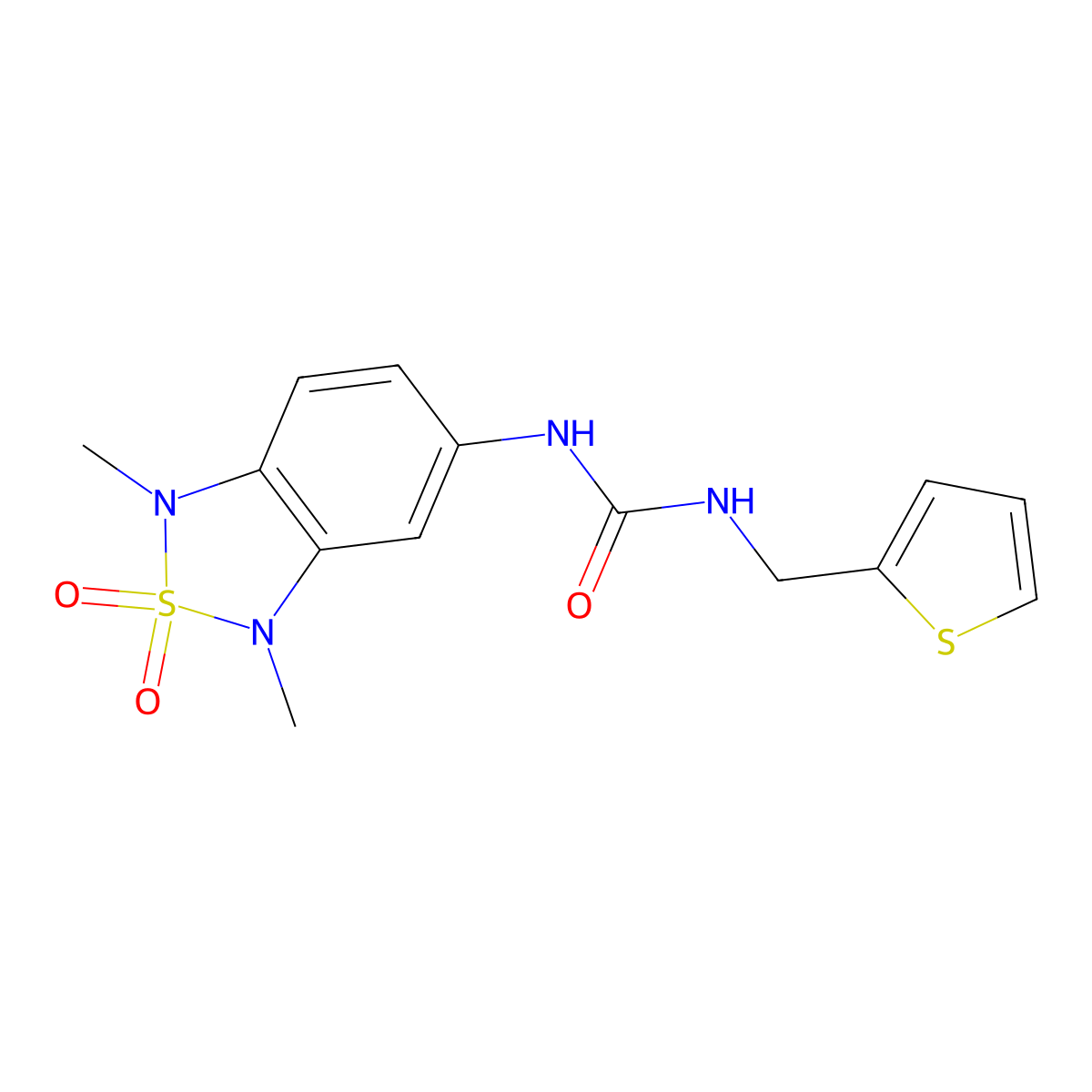 1-(1,3-Dimethyl-2,2-dioxido-1,3-dihydrobenzo[c][1,2,5]thiadiazol-5-yl)-3-(thiophen-2-ylmethyl)urea molecular structure, CAS 2034484-66-5
