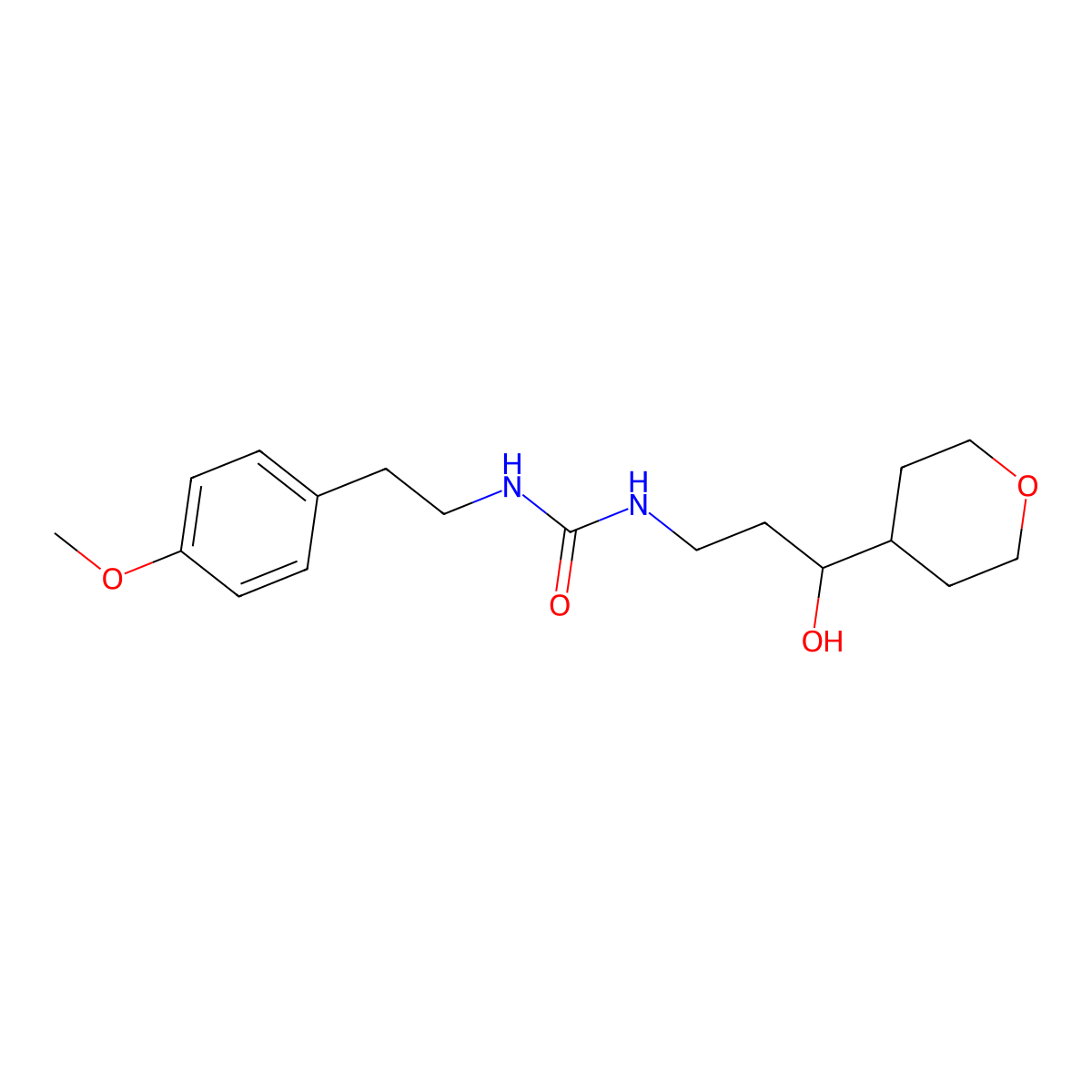 1-(3-hydroxy-3-(tetrahydro-2H-pyran-4-yl)propyl)-3-(4-methoxyphenethyl)urea molecular structure, CAS 2034484-72-3