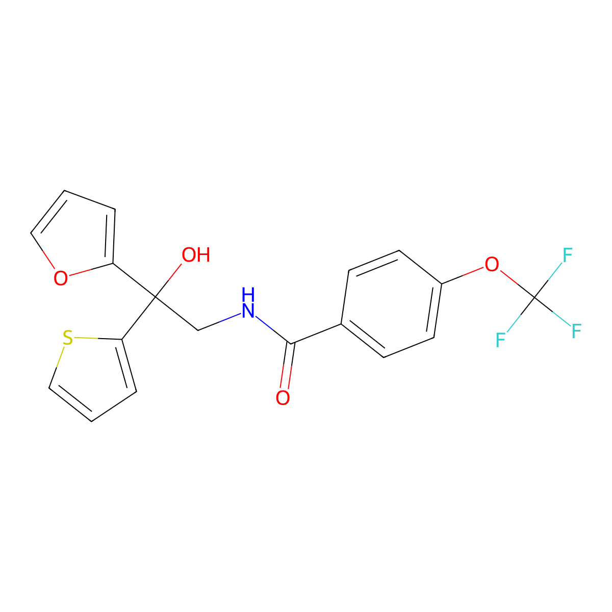N-(2-(furan-2-yl)-2-hydroxy-2-(thiophen-2-yl)ethyl)-4-(trifluoromethoxy)benzamide molecular structure, CAS 2034484-74-5