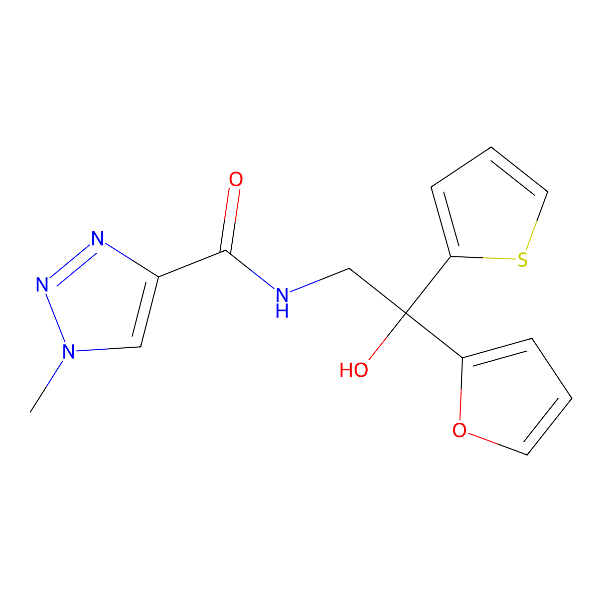 N-(2-(furan-2-yl)-2-hydroxy-2-(thiophen-2-yl)ethyl)-1-methyl-1H-1,2,3-triazole-4-carboxamide molecular structure, CAS 2034484-80-3