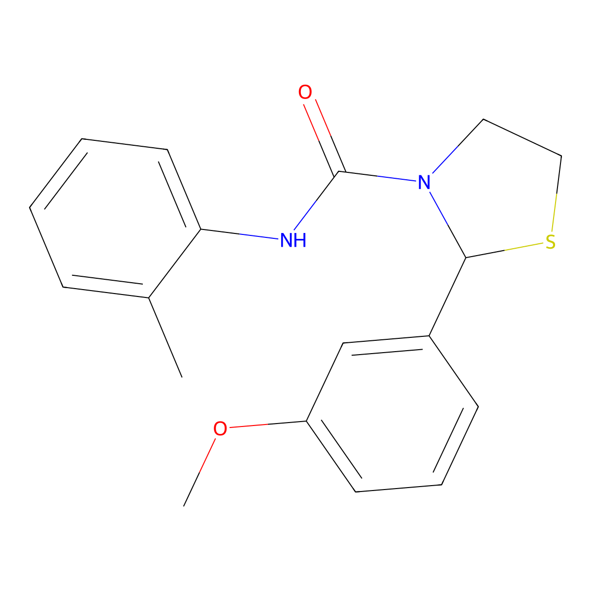 2-(3-methoxyphenyl)-N-(o-tolyl)thiazolidine-3-carboxamide molecular structure, CAS 2034484-81-4