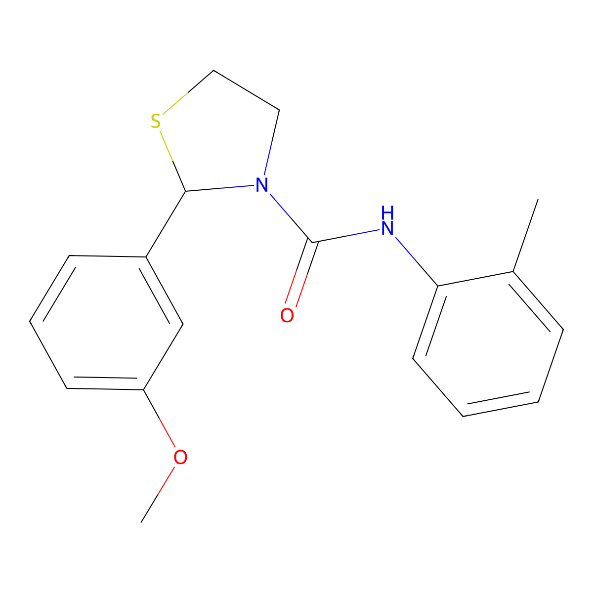 2-(3-methoxyphenyl)-N-(o-tolyl)thiazolidine-3-carboxamide molecular structure, CAS 2034484-81-4