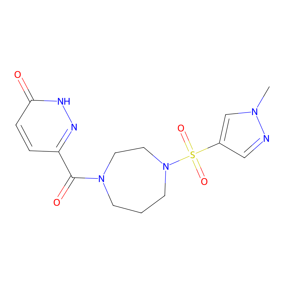 6-(4-((1-methyl-1H-pyrazol-4-yl)sulfonyl)-1,4-diazepane-1-carbonyl)pyridazin-3(2H)-one molecular structure, CAS 2034484-84-7