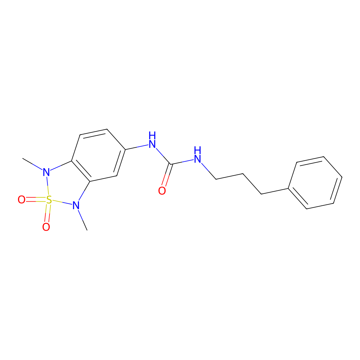 1-(1,3-Dimethyl-2,2-dioxido-1,3-dihydrobenzo[c][1,2,5]thiadiazol-5-yl)-3-(3-phenylpropyl)urea molecular structure, CAS 2034484-85-8