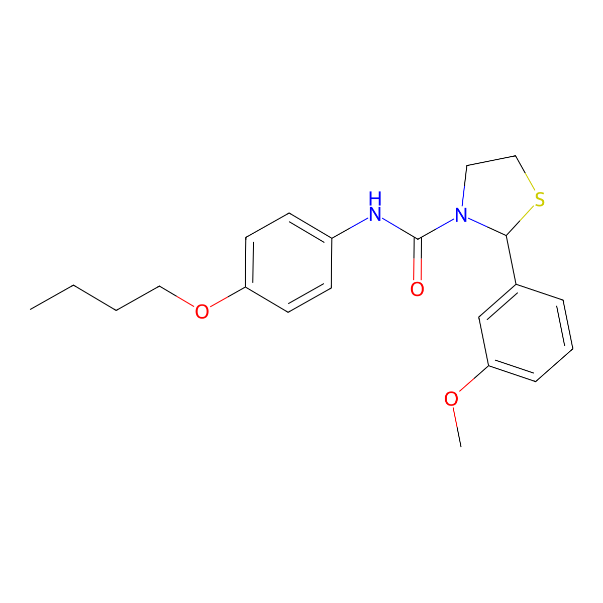 N-(4-butoxyphenyl)-2-(3-methoxyphenyl)thiazolidine-3-carboxamide molecular structure, CAS 2034484-89-2